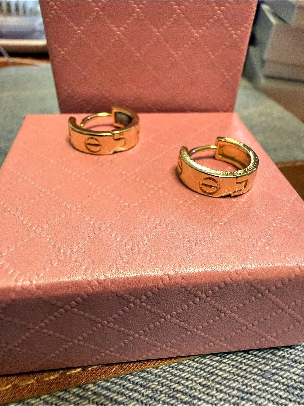 Inspired Hoop Earrings, Small Model Gold & Pink